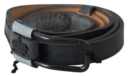 Luxurious black leather belt with sophisticated Italian craftsmanship and style