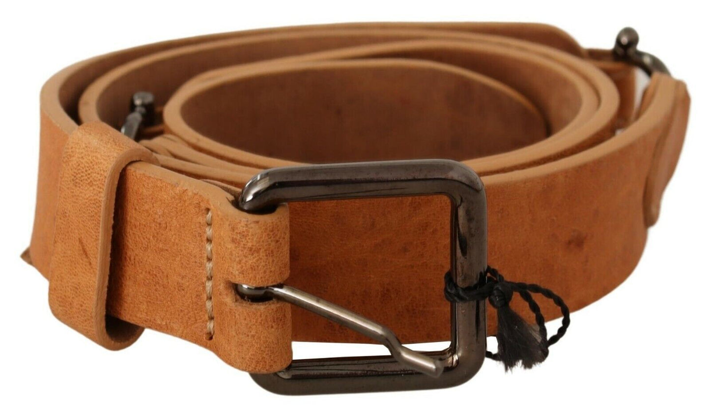 Exquisite light brown Costume National belt with black-tone buckle 