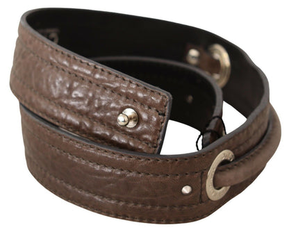 Brown leather belt made in Italy with silver tone fastening