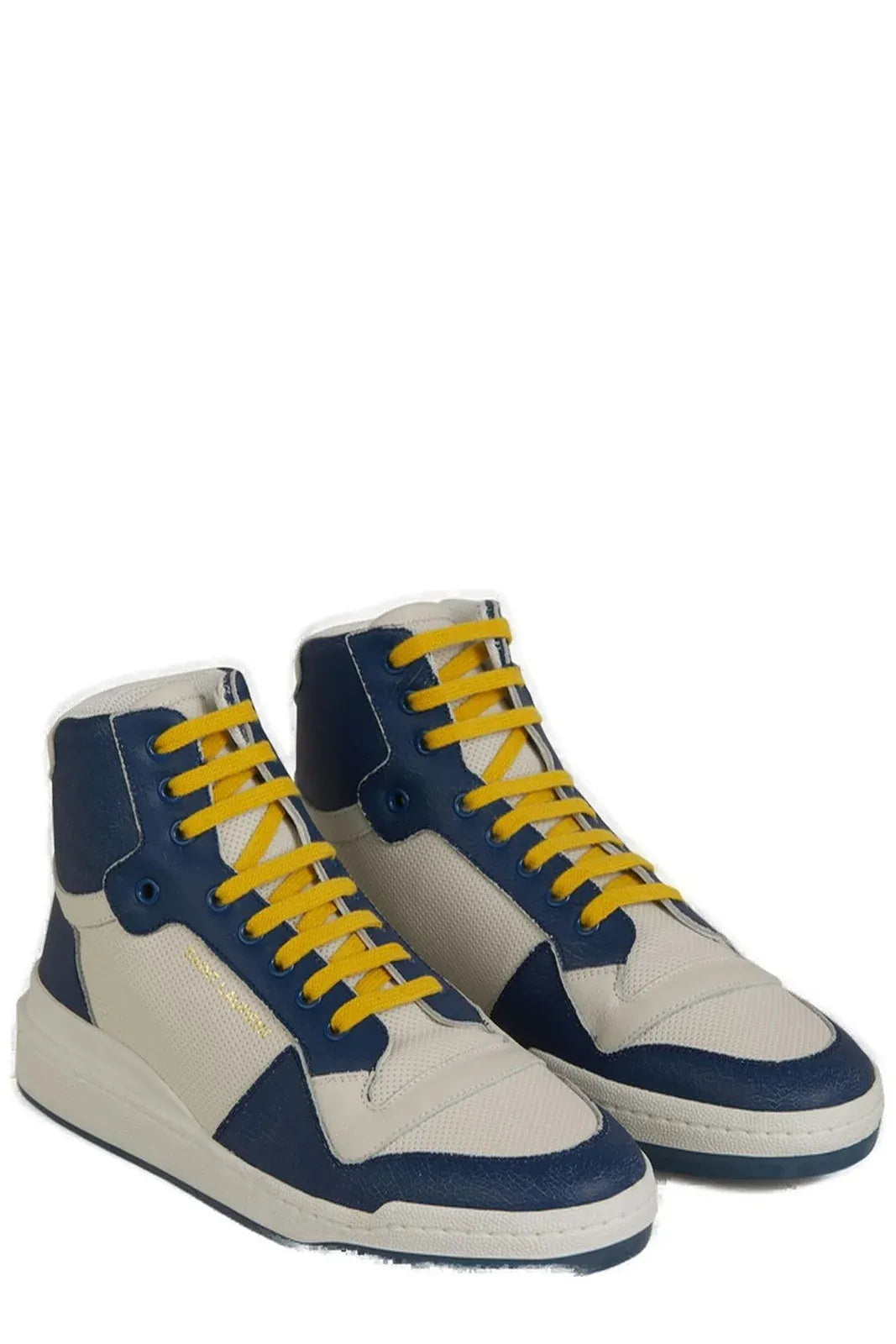 Saint Laurent calf leather lace-up sneakers with durable rubber construction