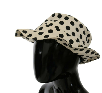 Stunning White with Black Polka Dot Trilby Hat from Dolce & Gabbana