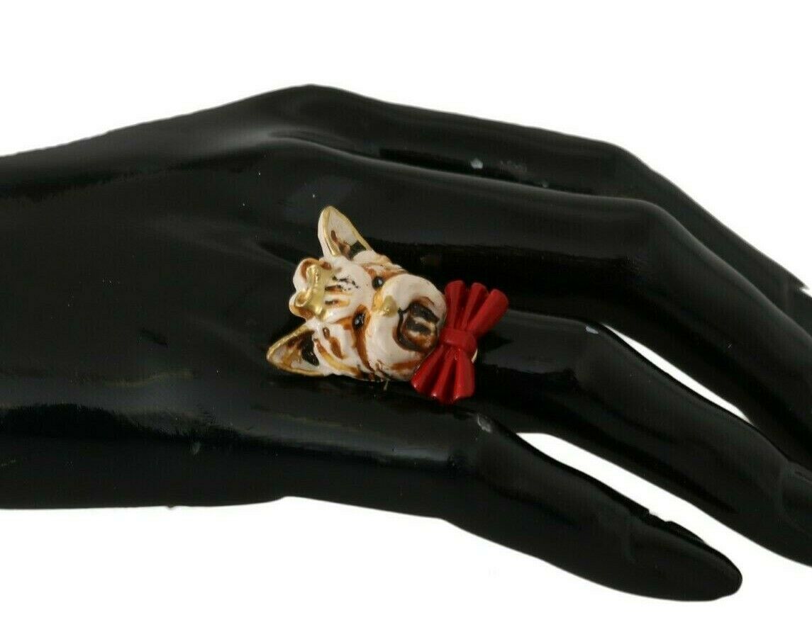 Opulent dog head ring with whimsical and elegant design