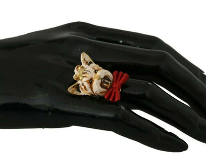 Opulent dog head ring with whimsical and elegant design