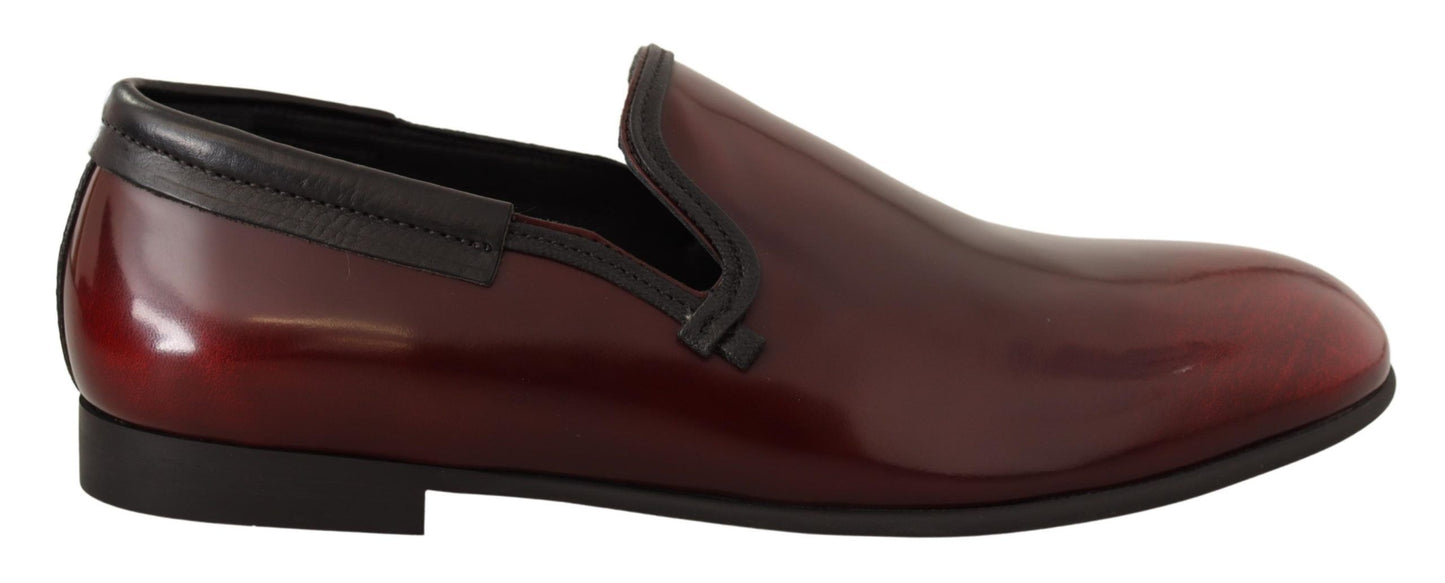 Impeccable Dolce & Gabbana Bordeaux Leather Loafers with box 