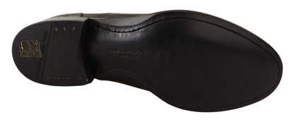 Elegant black lizard skin derby shoes from Dolce & Gabbana, side view