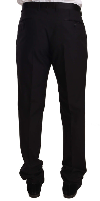 Elegant black designer tuxedo trousers with zip and button closure