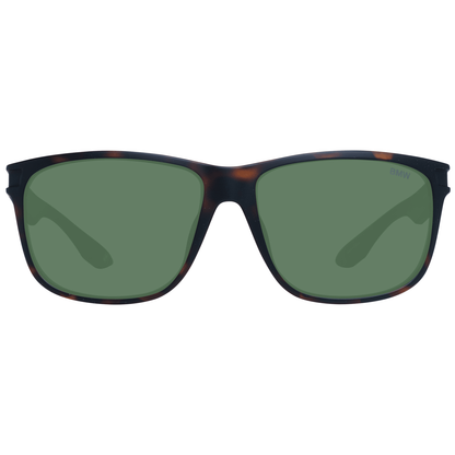 Men's brown plastic sunglasses with green lenses and 100% UVA & UVB protection
