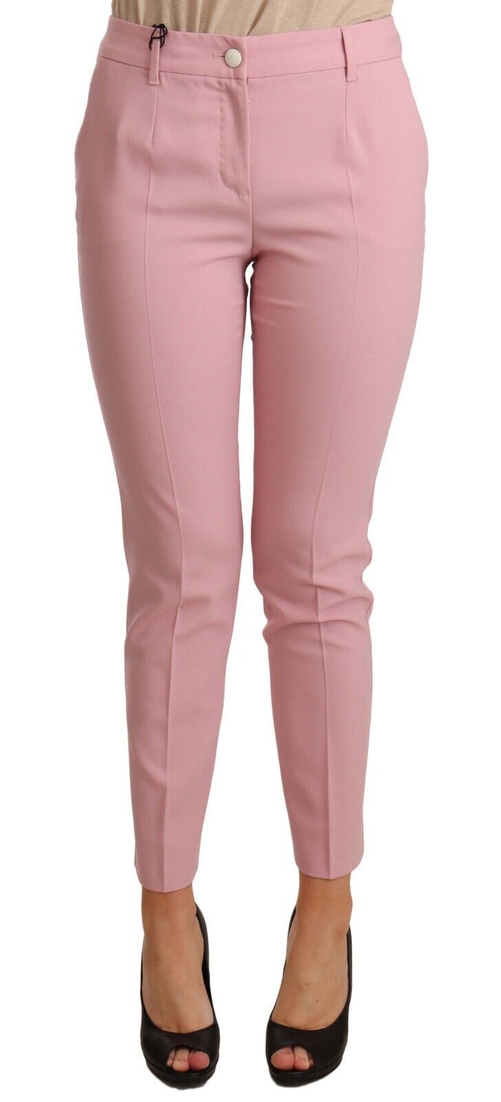 Exquisite pink virgin wool cropped trousers from Dolce & Gabbana
