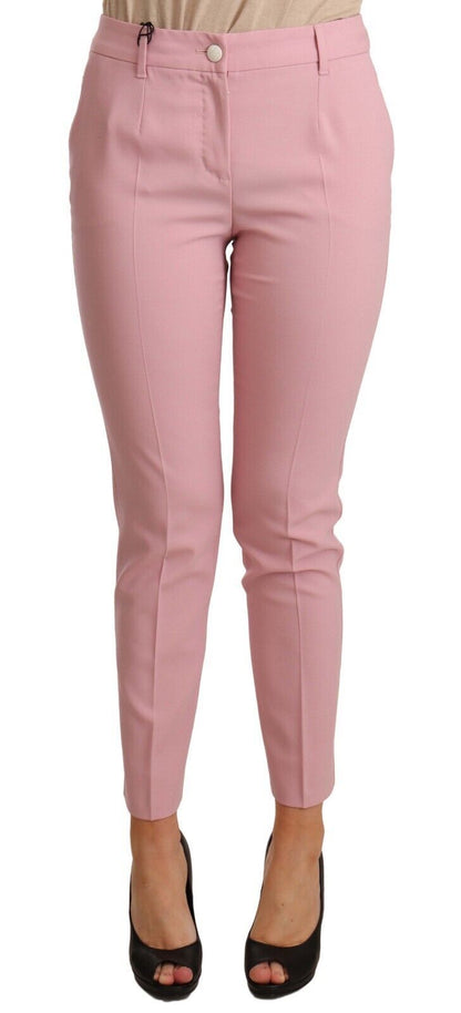 Exquisite pink virgin wool cropped trousers from Dolce & Gabbana