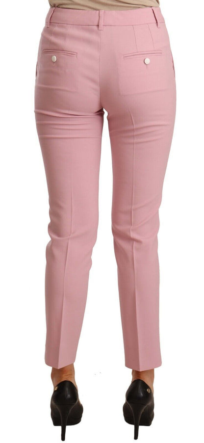 Luxurious and sophisticated pink virgin wool blend trousers for women