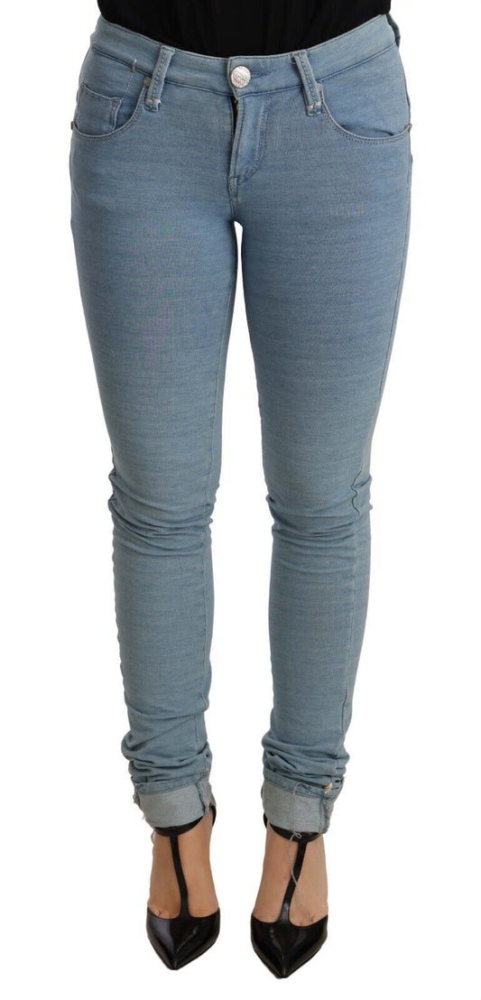Acht Chic Push Up Slim Fit Denim Jeans in Blue with folded hem and front and back pockets