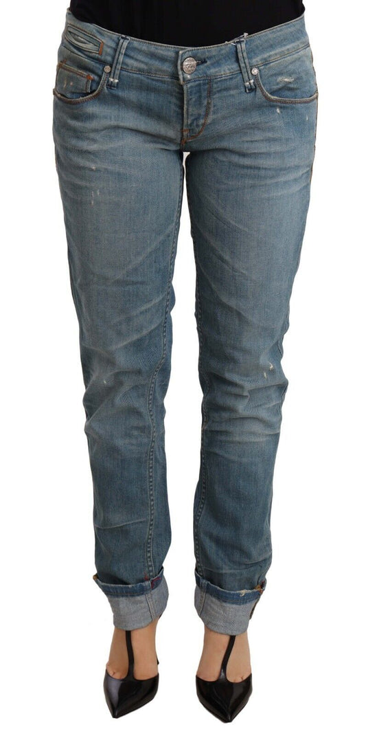 Gorgeous Acht Chic Washed Cotton Denim with Folded Hem in Blue