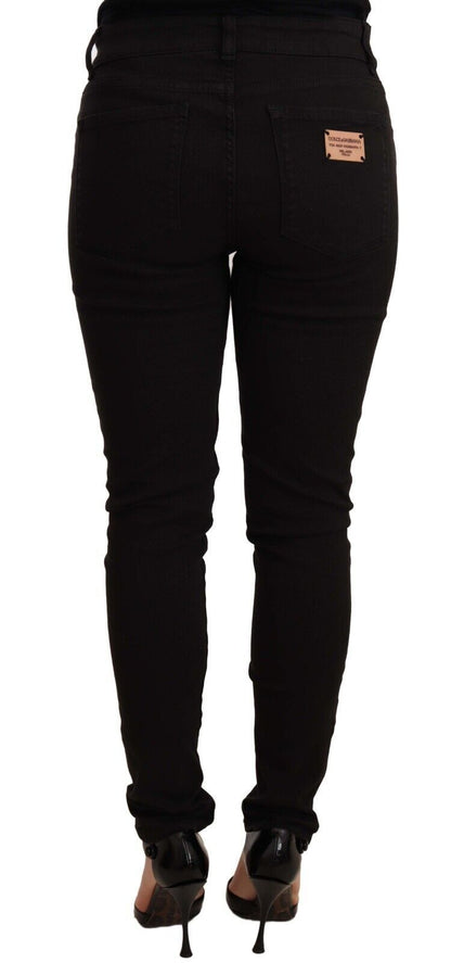 Italian crafted slim fit black jeans with 98% cotton and 2% elastane blend from Dolce & Gabbana