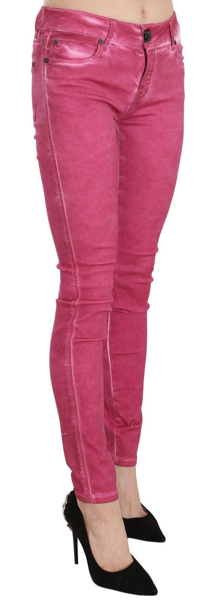 Exquisitely designed mid waist skinny pants with zipper closure, perfect for a high-fashion look
