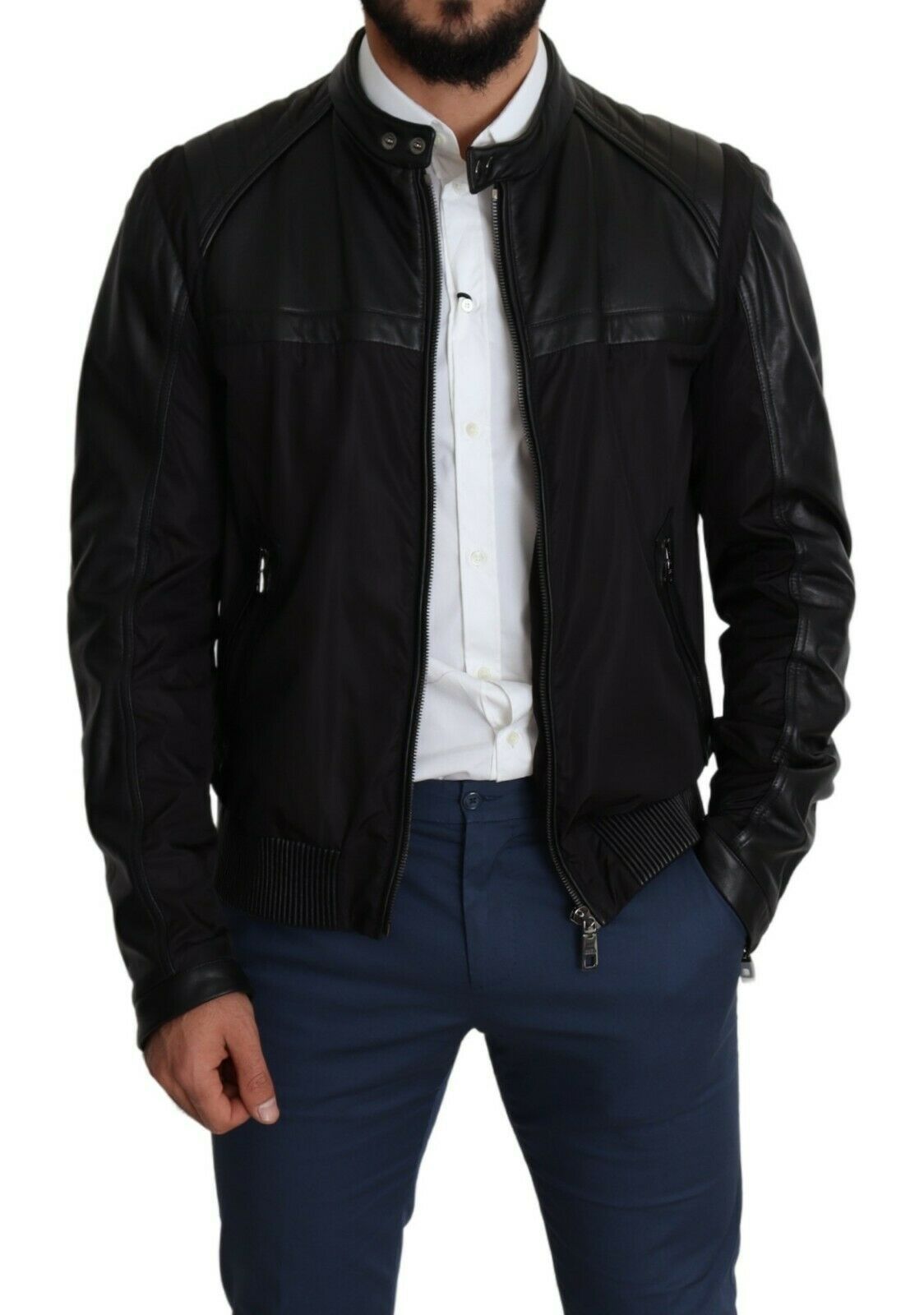 Elegant and rebellious black bomber jacket with comfortable fit