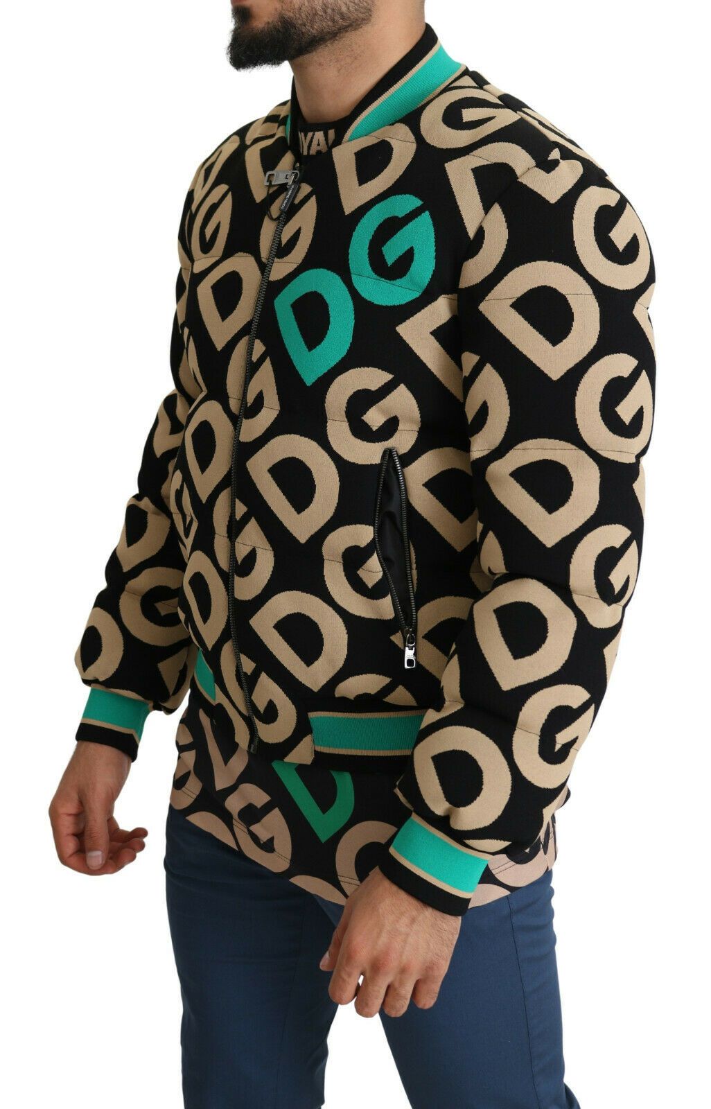 Italian crafted regular fit bomber jacket with elasticated cuffs and full zipper fastening