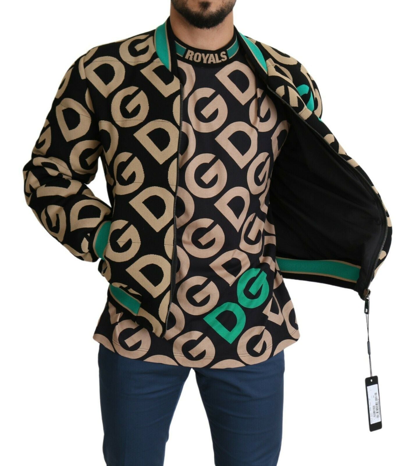 Stunning, precision-crafted Dolce & Gabbana bomber jacket with logo details