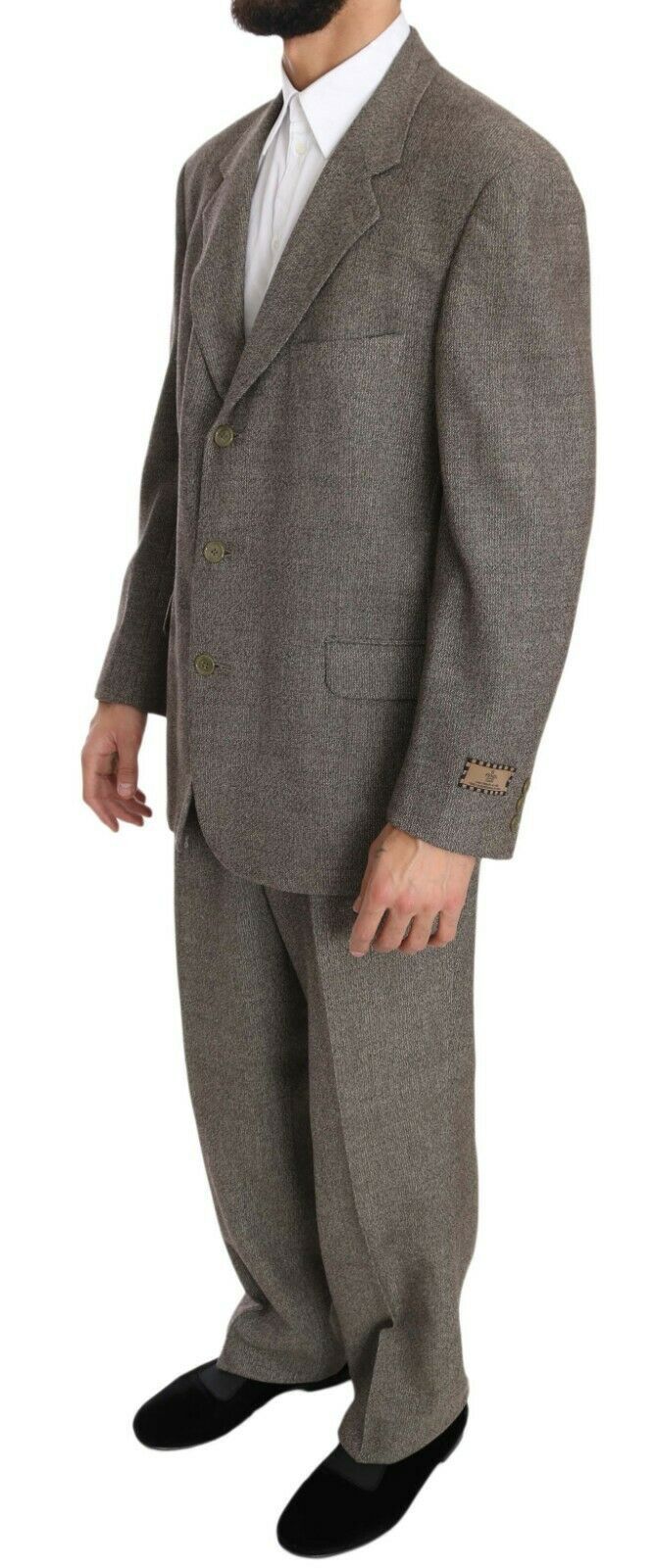 Impeccably tailored light brown wool pants with 3-way zipper closure