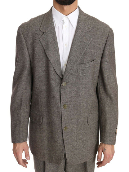 Elegant light brown wool suit with single-breasted blazer for the modern gentleman