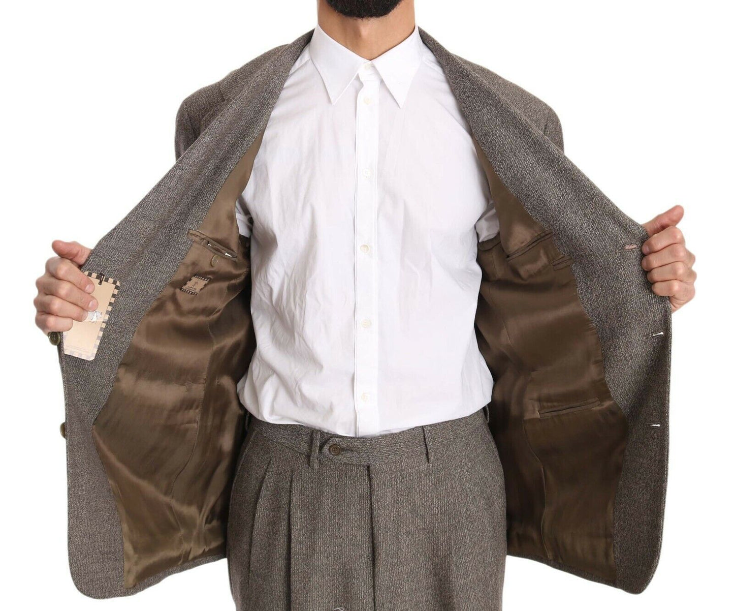 Authentic Fendi men's suit in light brown wool with regular fit