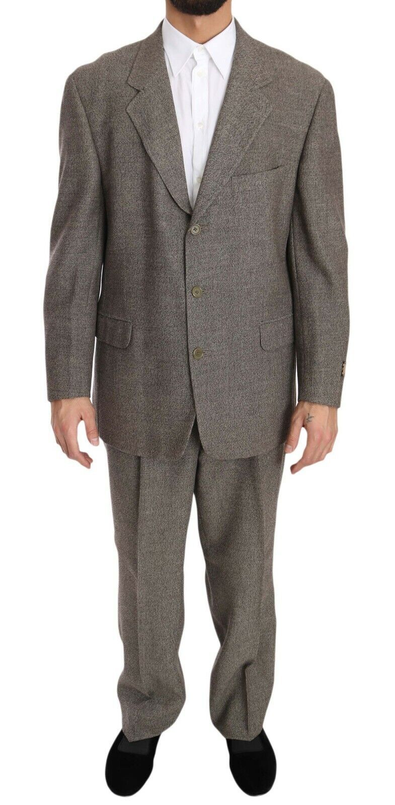 Fendi Elegant Light Brown Wool Men's Suit jacket with three-button closure