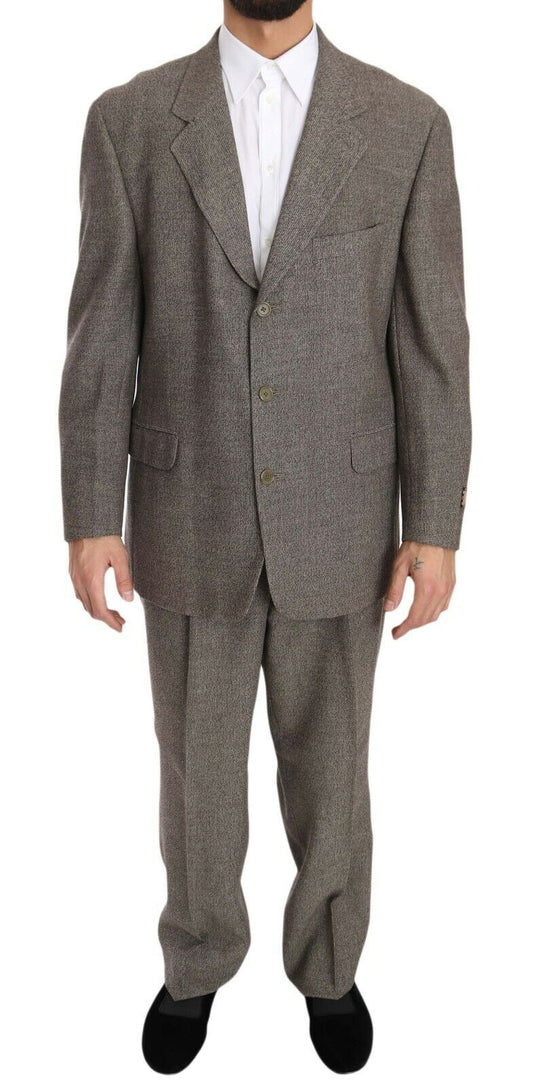 Fendi Elegant Light Brown Wool Men's Suit jacket with three-button closure