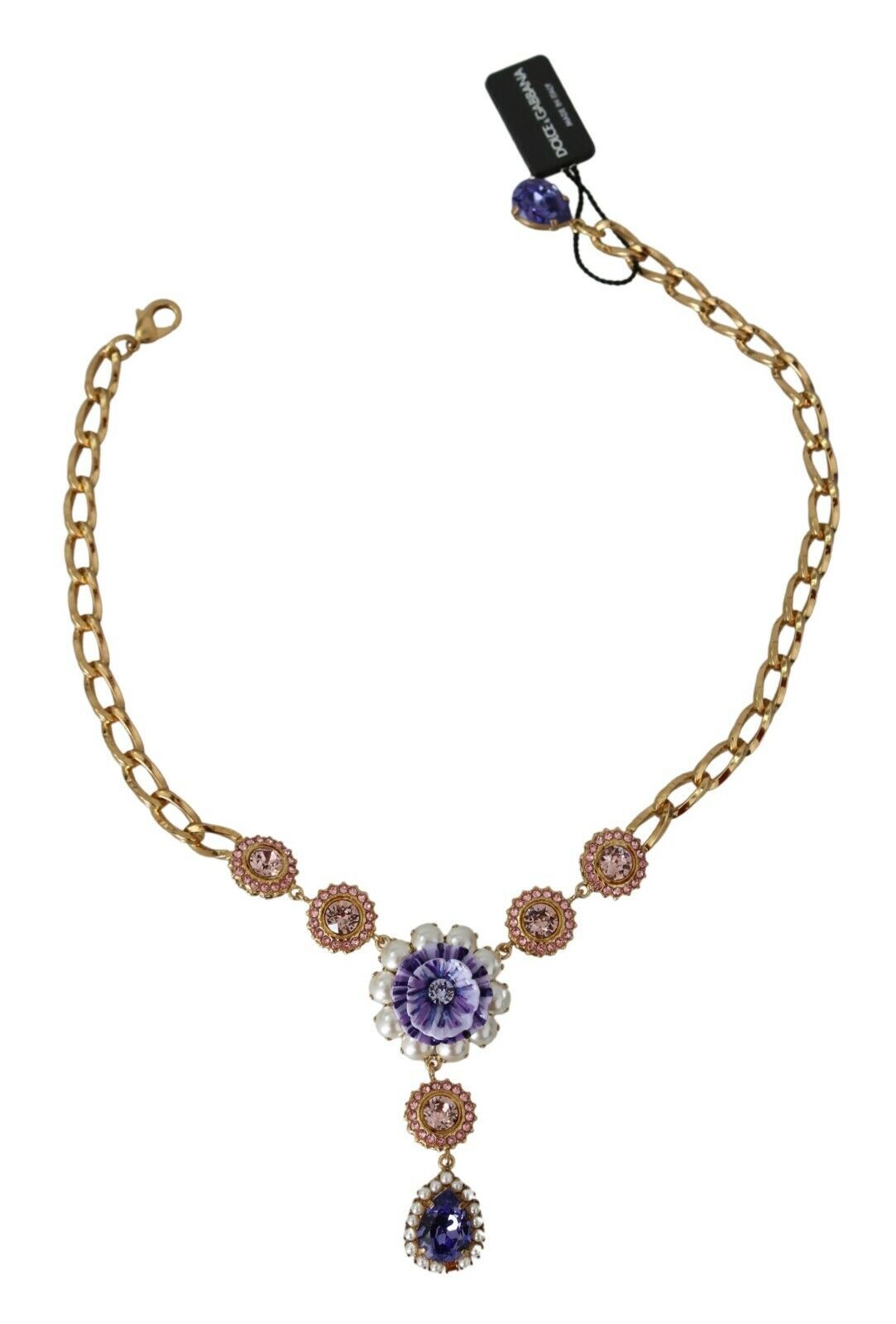 Exquisite Italian luxury necklace with a floral motif and gold-tone finish