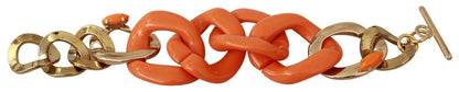 Ermanno Scervino Orange Statement Bracelet with stunning logo detail in vibrant orange color, made of plastic and crafted in Italy 