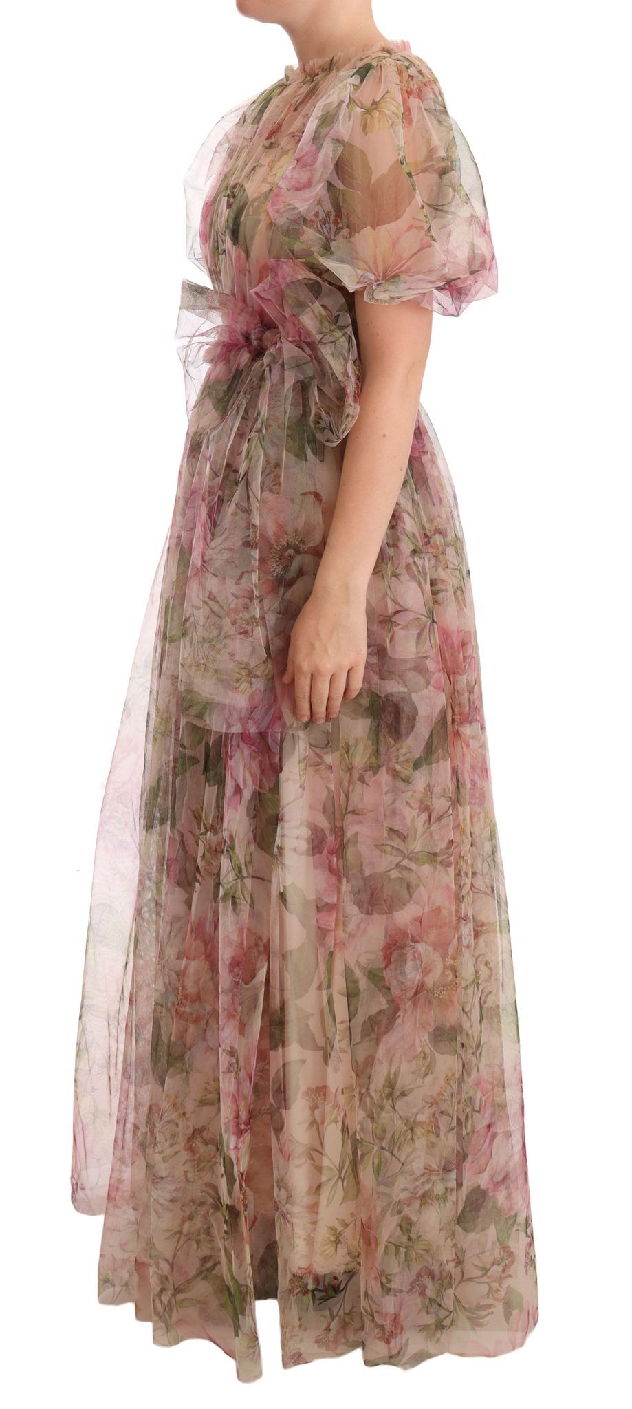Exquisite Multicolor nylon floral print long maxi dress from Dolce & Gabbana