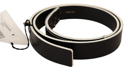 Fashion-forward accessory with bold black hue and white accents, perfect for enhancing any ensemble
