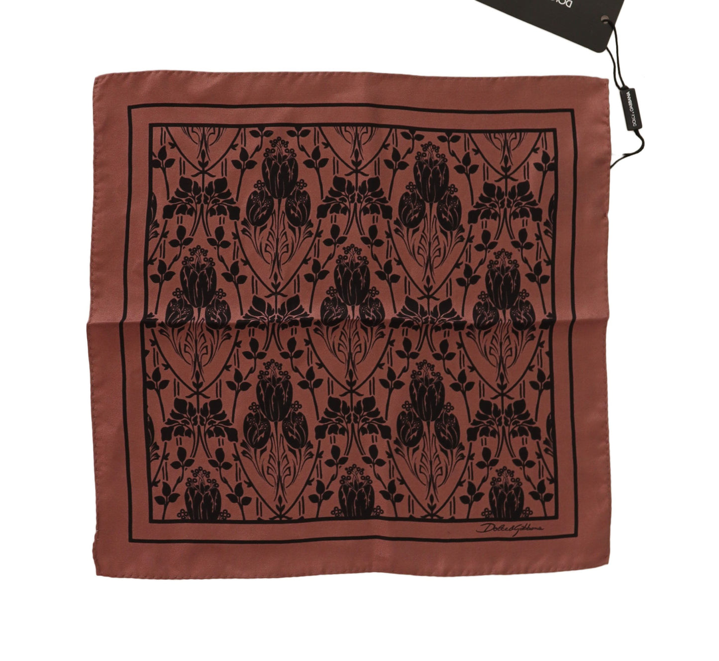 Dolce & Gabbana Elegant Floral Silk Pocket Square in Brown 