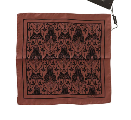 Dolce & Gabbana Elegant Floral Silk Pocket Square in Brown 