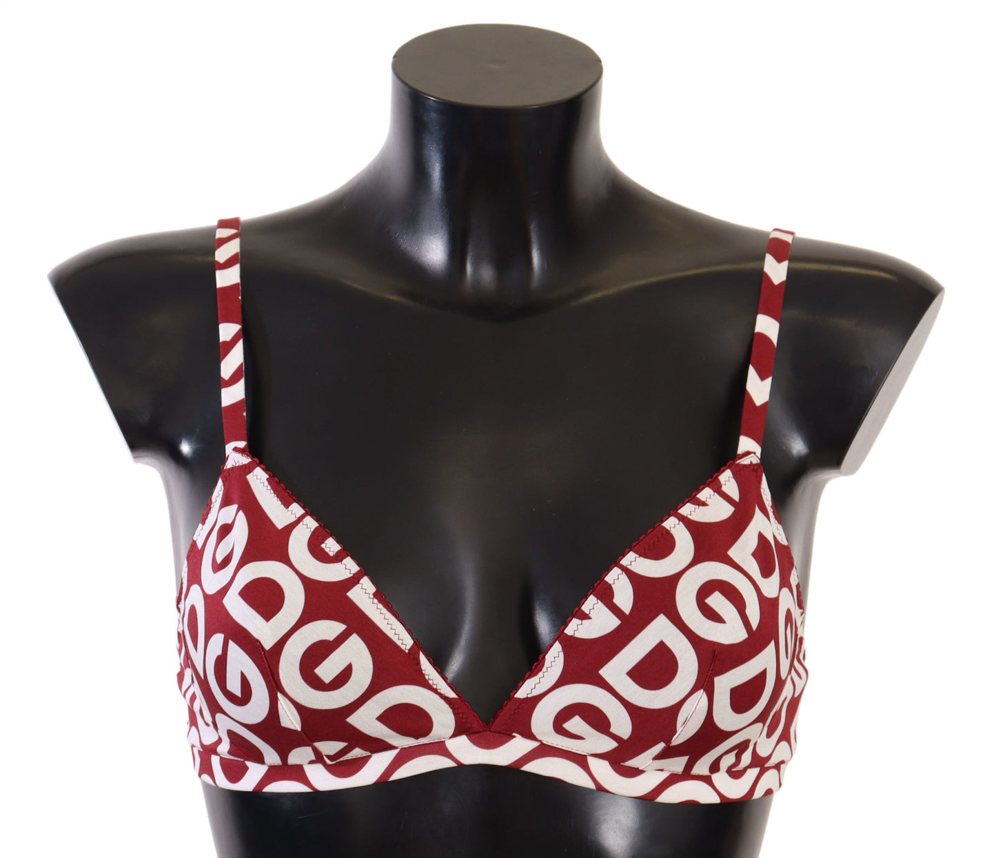 Red cotton Dolce & Gabbana designer bra with logo print