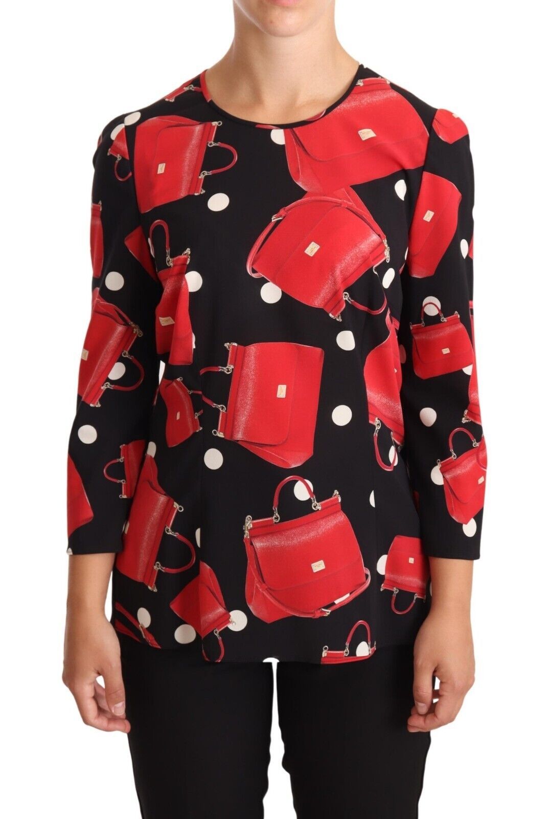 Dolce & Gabbana Sicily Printed Blouse in Black and Red