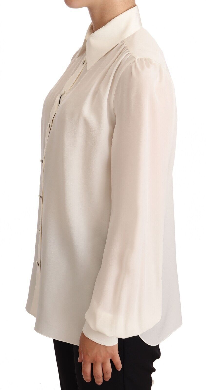 Luxurious off-white silk top by Dolce & Gabbana, side view