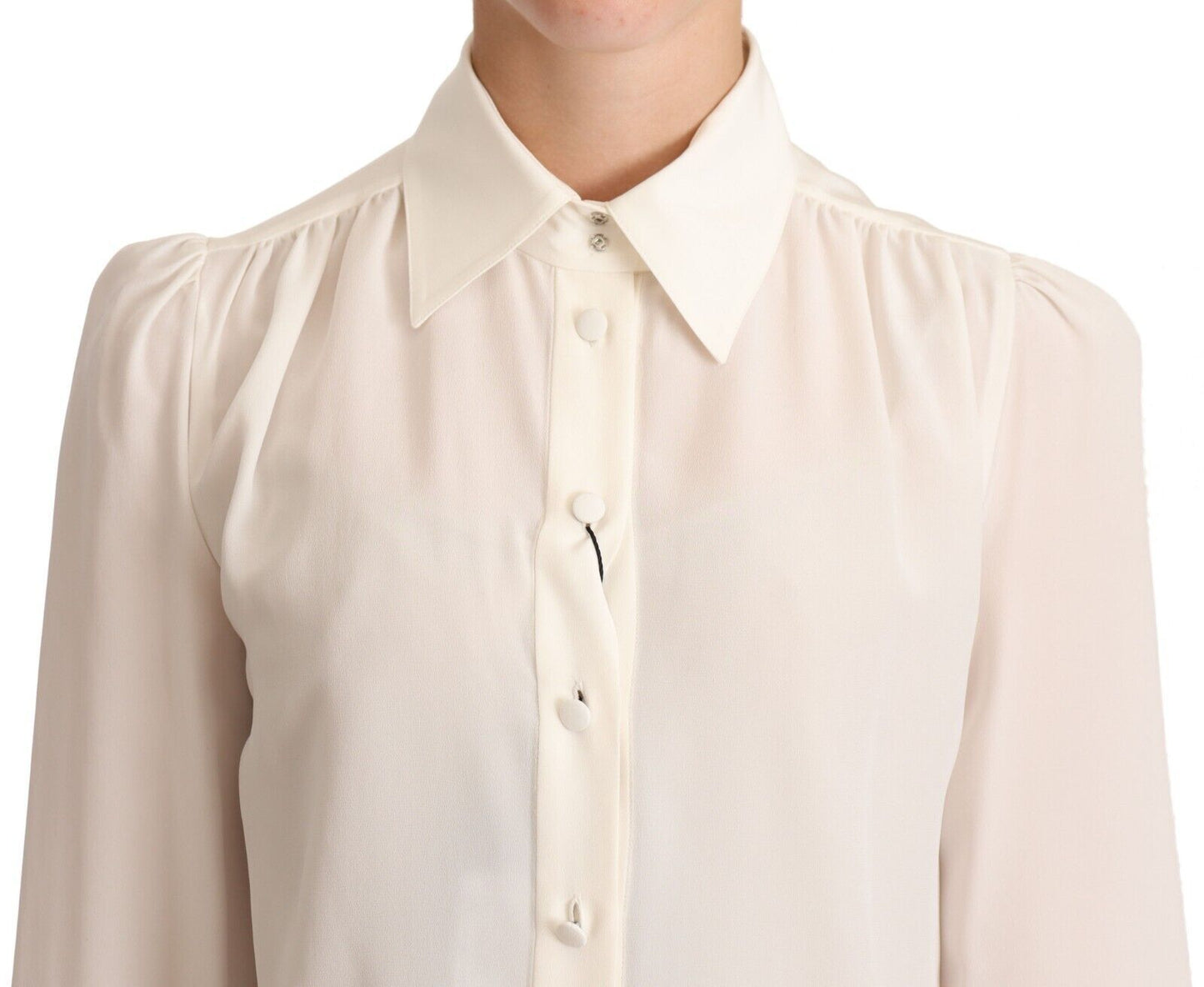 Stylish off-white silk top by Dolce & Gabbana, back view