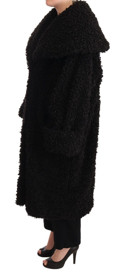 Luxurious Italian craftsmanship in black fur cape trench coat