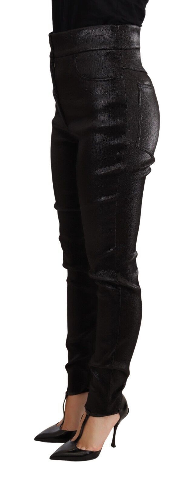Italian designed elegant pants with silvery lurex thread for glamour