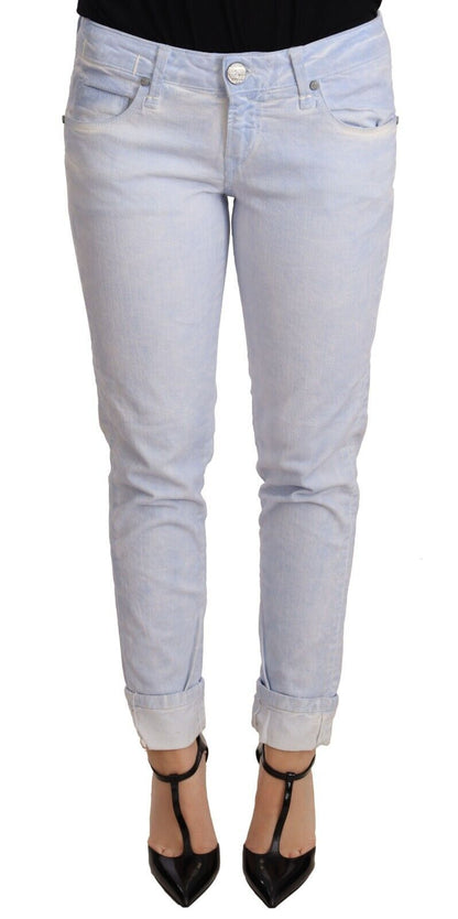 Acht Light Blue Cotton Push Up Denim Jeans with regular fit and D90 silhouette