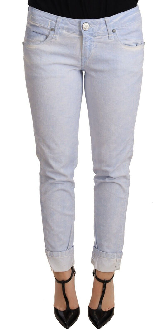 Acht Light Blue Cotton Push Up Denim Jeans with regular fit and D90 silhouette