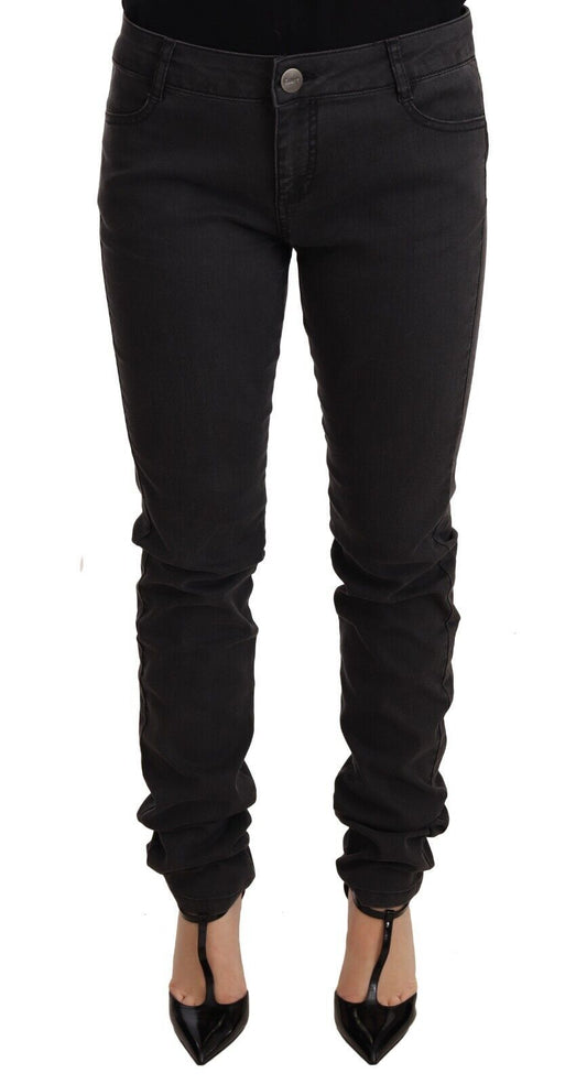 PINKO Chic Mid Waist Skinny Black Denim jeans with zipper closure