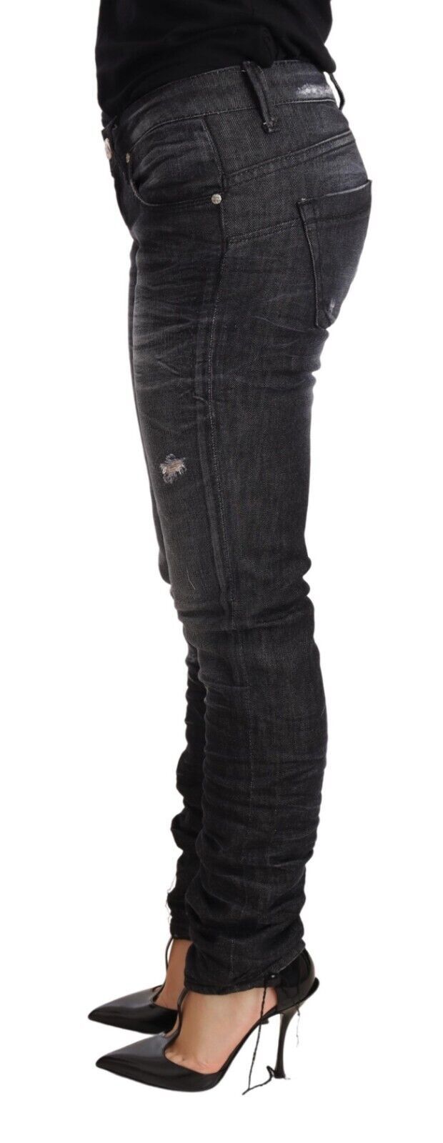 Italian crafted black washed denim jeans from Acht with logo accent