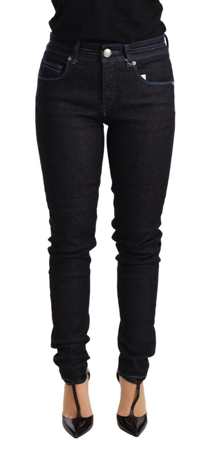 Low-waist skinny denim in blue with zipper closure from Italy