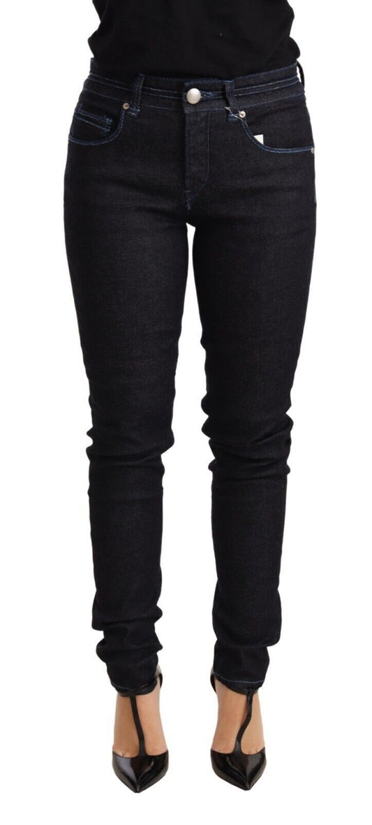 Low-waist skinny denim in blue with zipper closure from Italy