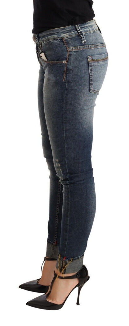 Blue washed cotton Acht Skinny Denim jeans with zipper closure