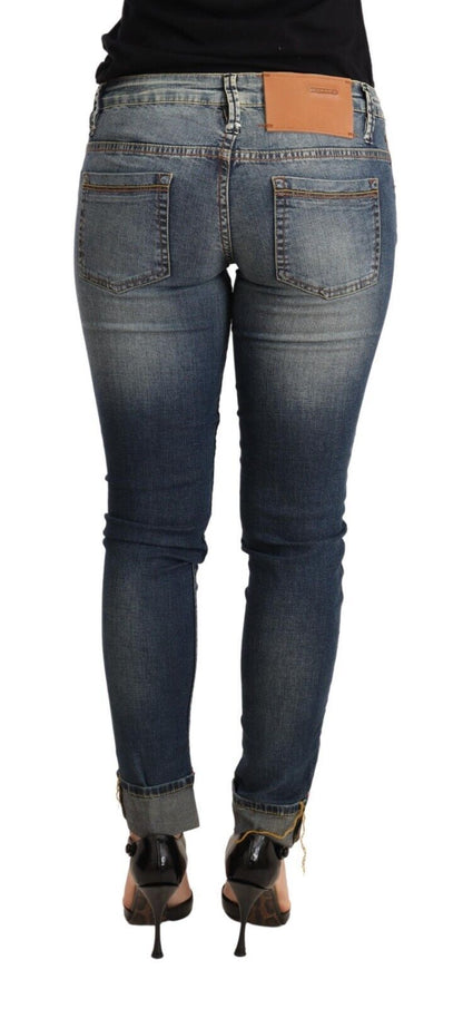 Italian-made Acht Skinny Denim jeans in blue wash color