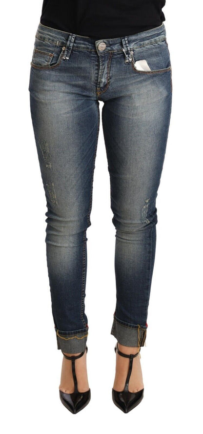 Acht Chic Blue Washed Skinny Denim jeans with low waist design