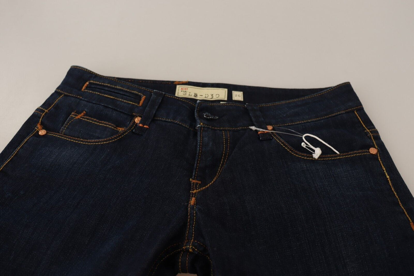 Contemporary Low Waist Skinny Denim by Acht in Blue Washed Color with Cotton Material