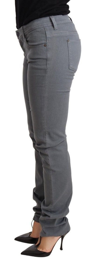 Luxurious Ermanno Scervino Gray Low Waist Skinny Jeans made of cotton