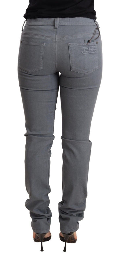 Ermanno Scervino Gray Low Waist Skinny Jeans with subtle logo details